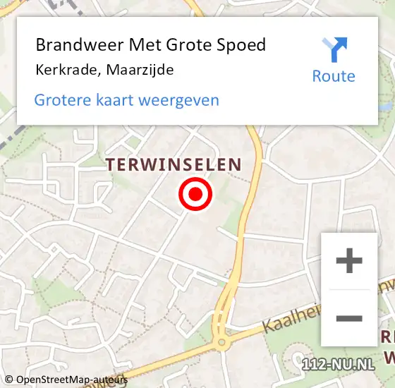 Locatie op kaart van de 112 melding: Brandweer Met Grote Spoed Naar Kerkrade, Maarzijde op 21 juli 2020 10:17