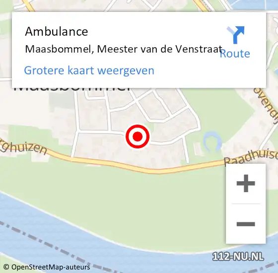 Locatie op kaart van de 112 melding: Ambulance Maasbommel, Meester van de Venstraat op 21 juli 2020 10:18