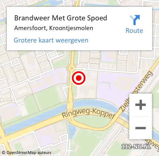 Locatie op kaart van de 112 melding: Brandweer Met Grote Spoed Naar Amersfoort, Kroontjesmolen op 21 juli 2020 10:38