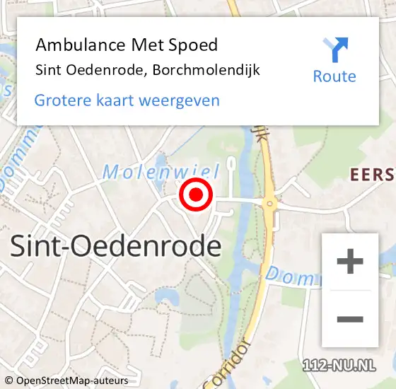 Locatie op kaart van de 112 melding: Ambulance Met Spoed Naar Sint-Oedenrode, Borchmolendijk op 21 juli 2020 10:45