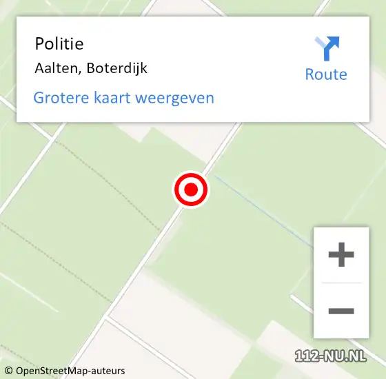 Locatie op kaart van de 112 melding: Politie Aalten, Boterdijk op 21 juli 2020 10:53