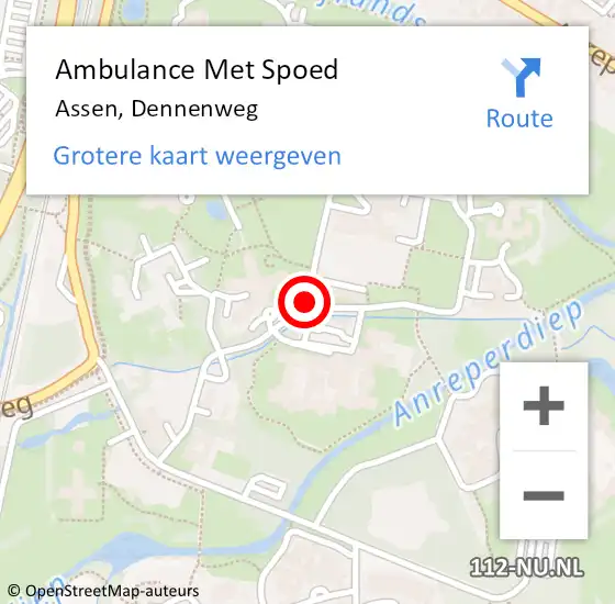 Locatie op kaart van de 112 melding: Ambulance Met Spoed Naar Assen, Dennenweg op 21 juli 2020 11:24