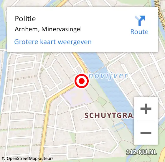 Locatie op kaart van de 112 melding: Politie Arnhem, Minervasingel op 21 juli 2020 11:39