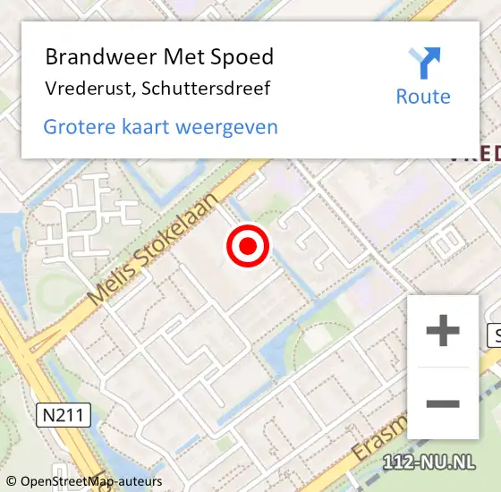 Locatie op kaart van de 112 melding: Brandweer Met Spoed Naar Vrederust, Schuttersdreef op 21 juli 2020 12:07