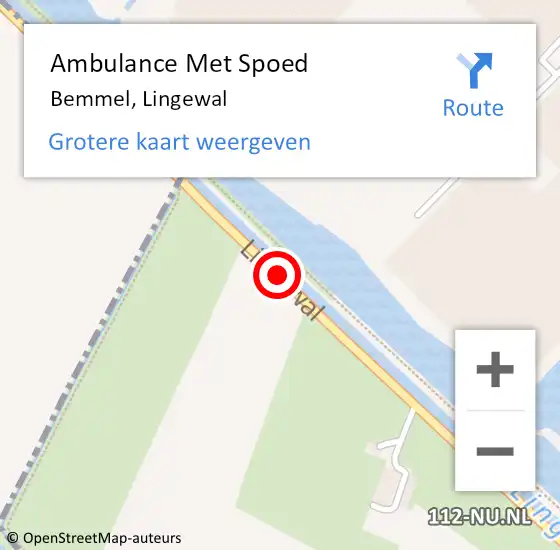 Locatie op kaart van de 112 melding: Ambulance Met Spoed Naar Bemmel, Lingewal op 21 juli 2020 13:59