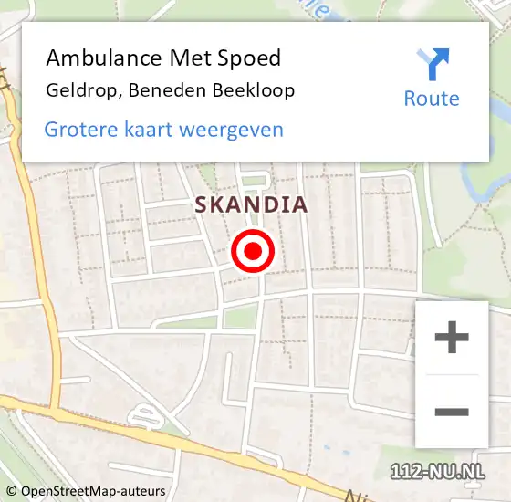 Locatie op kaart van de 112 melding: Ambulance Met Spoed Naar Geldrop, Beneden Beekloop op 21 juli 2020 15:09