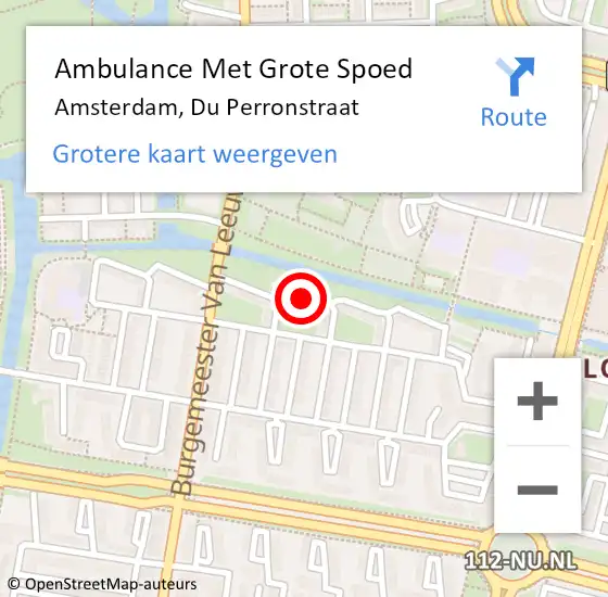 Locatie op kaart van de 112 melding: Ambulance Met Grote Spoed Naar Amsterdam, Du Perronstraat op 21 juli 2020 15:41