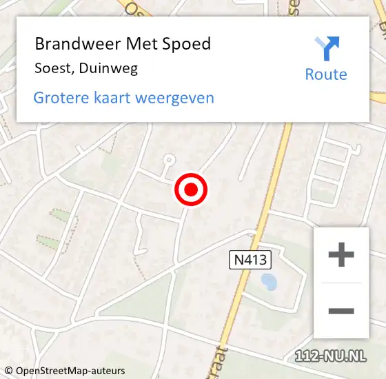 Locatie op kaart van de 112 melding: Brandweer Met Spoed Naar Soest, Duinweg op 21 juli 2020 16:40