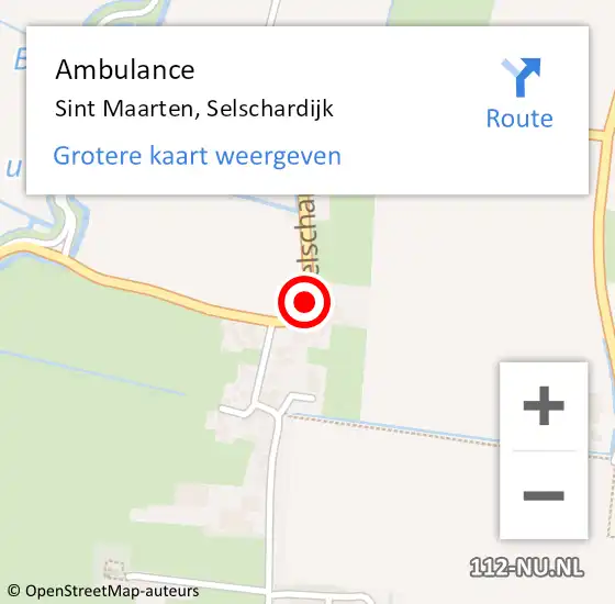 Locatie op kaart van de 112 melding: Ambulance Sint Maarten, Selschardijk op 21 juli 2020 17:25