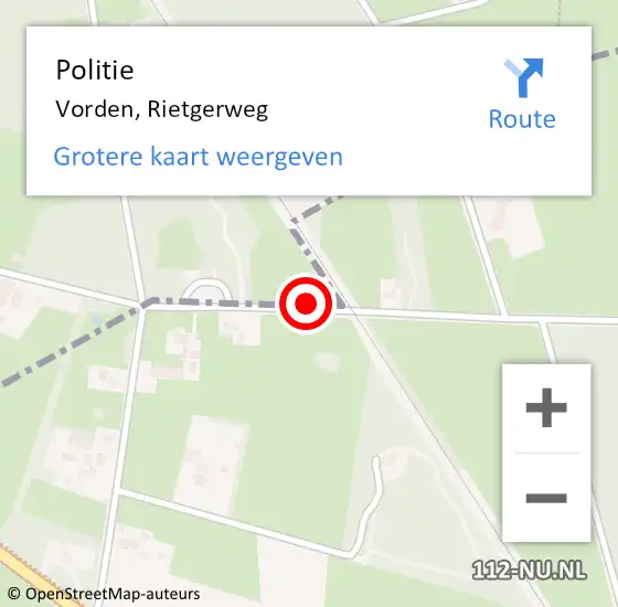 Locatie op kaart van de 112 melding: Politie Vorden, Rietgerweg op 21 juli 2020 17:49