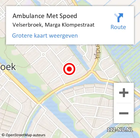 Locatie op kaart van de 112 melding: Ambulance Met Spoed Naar Velserbroek, Marga Klompestraat op 21 juli 2020 18:31