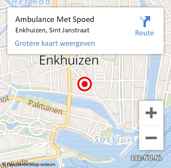 Locatie op kaart van de 112 melding: Ambulance Met Spoed Naar Enkhuizen, Sint Janstraat op 21 juli 2020 19:22