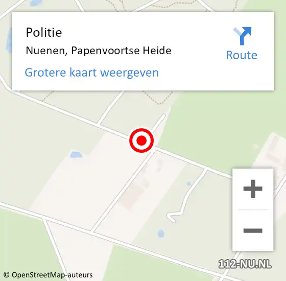 Locatie op kaart van de 112 melding: Politie Nuenen, Papenvoortse Heide op 21 juli 2020 19:32