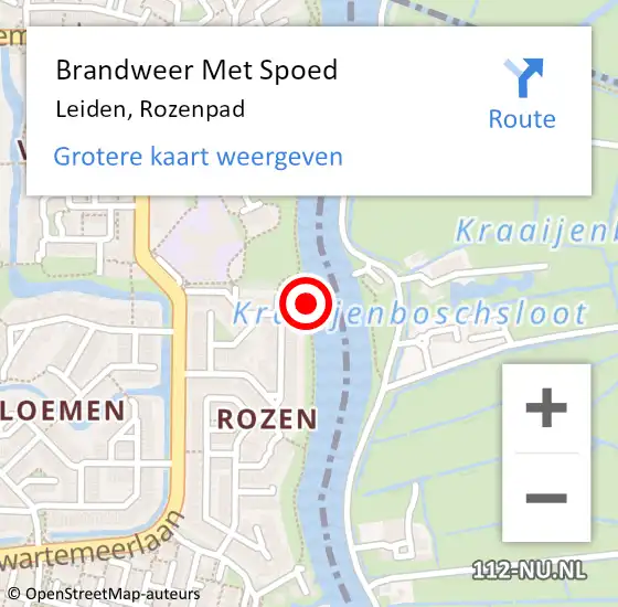 Locatie op kaart van de 112 melding: Brandweer Met Spoed Naar Leiden, Rozenpad op 21 juli 2020 19:36