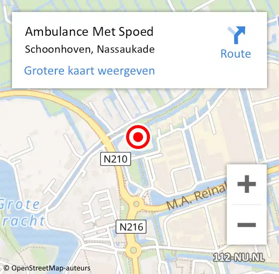 Locatie op kaart van de 112 melding: Ambulance Met Spoed Naar Schoonhoven, Nassaukade op 13 mei 2014 11:37