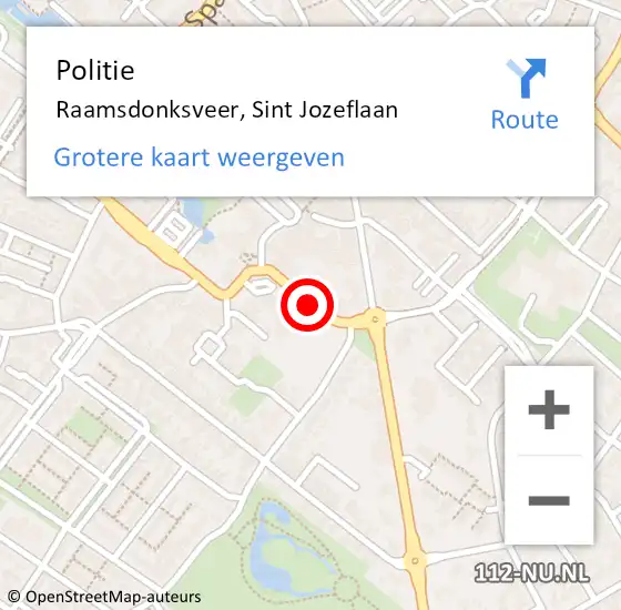 Locatie op kaart van de 112 melding: Politie Raamsdonksveer, Sint Jozeflaan op 21 juli 2020 21:25