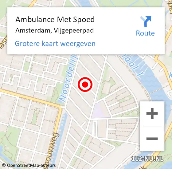 Locatie op kaart van de 112 melding: Ambulance Met Spoed Naar Amsterdam, Vijgepeerpad op 21 juli 2020 21:55