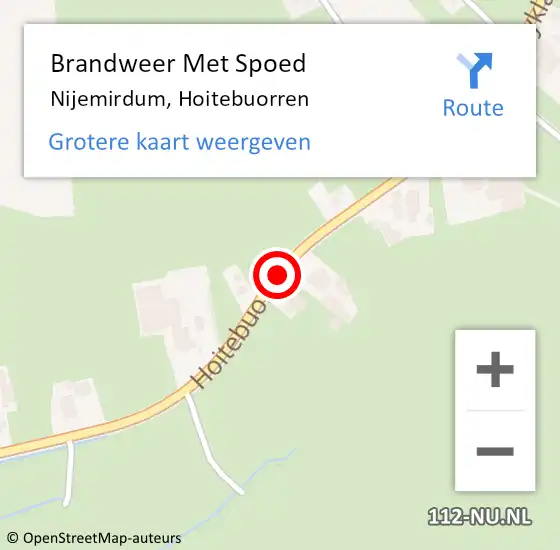 Locatie op kaart van de 112 melding: Brandweer Met Spoed Naar Nijemirdum, Hoitebuorren op 21 juli 2020 22:39