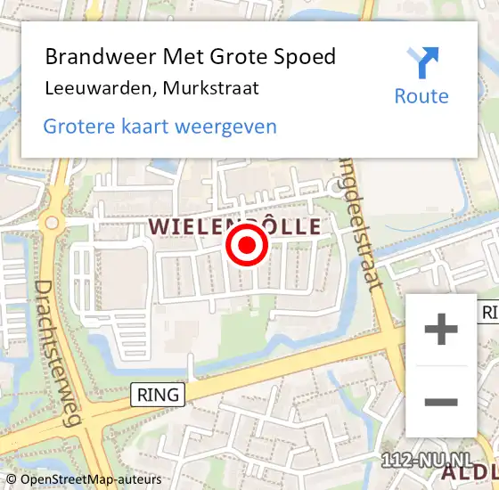 Locatie op kaart van de 112 melding: Brandweer Met Grote Spoed Naar Leeuwarden, Murkstraat op 22 juli 2020 00:01