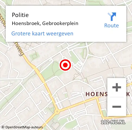 Locatie op kaart van de 112 melding: Politie Hoensbroek, Gebrookerplein op 22 juli 2020 06:31