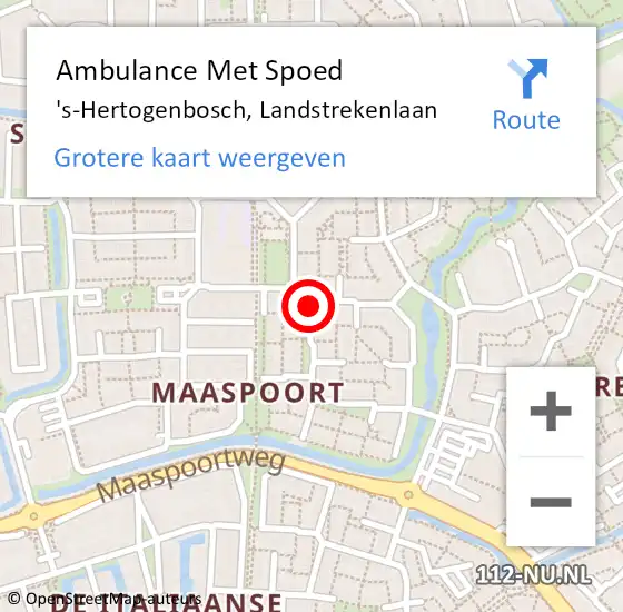 Locatie op kaart van de 112 melding: Ambulance Met Spoed Naar 's-Hertogenbosch, Landstrekenlaan op 22 juli 2020 08:15