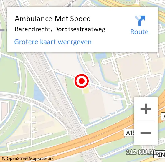 Locatie op kaart van de 112 melding: Ambulance Met Spoed Naar Barendrecht, Dordtsestraatweg op 22 juli 2020 08:43