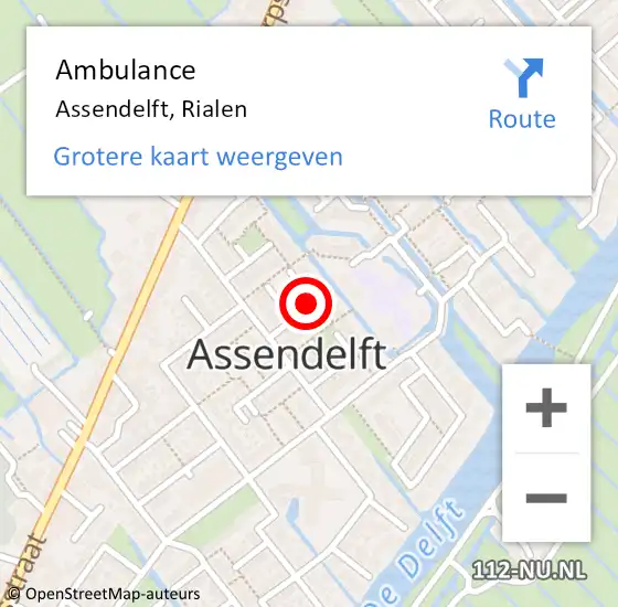 Locatie op kaart van de 112 melding: Ambulance Assendelft, Rialen op 22 juli 2020 08:54