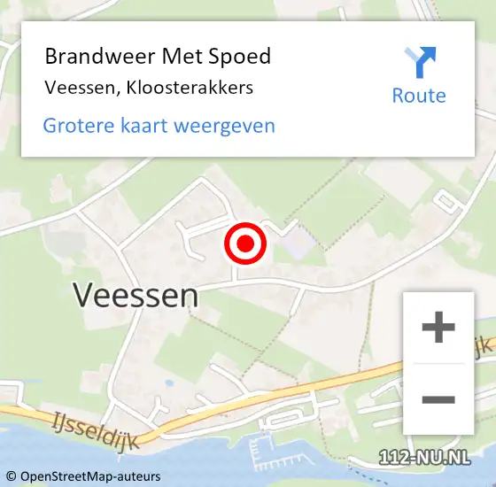 Locatie op kaart van de 112 melding: Brandweer Met Spoed Naar Veessen, Kloosterakkers op 22 juli 2020 09:27