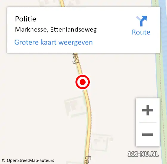 Locatie op kaart van de 112 melding: Politie Marknesse, Ettenlandseweg op 22 juli 2020 09:32