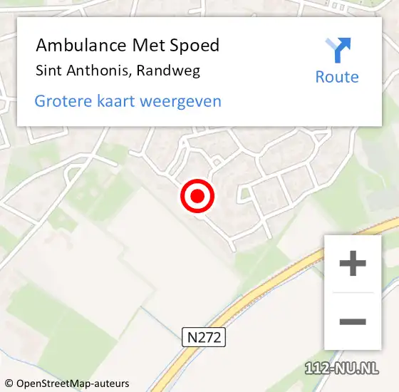 Locatie op kaart van de 112 melding: Ambulance Met Spoed Naar Sint Anthonis, Randweg op 22 juli 2020 10:02