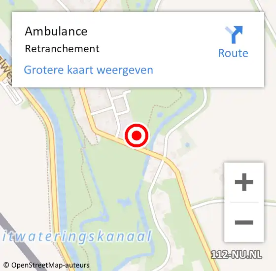 Locatie op kaart van de 112 melding: Ambulance Retranchement op 22 juli 2020 11:15