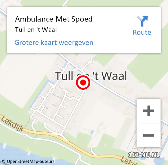 Locatie op kaart van de 112 melding: Ambulance Met Spoed Naar Tull en 't Waal op 22 juli 2020 11:36