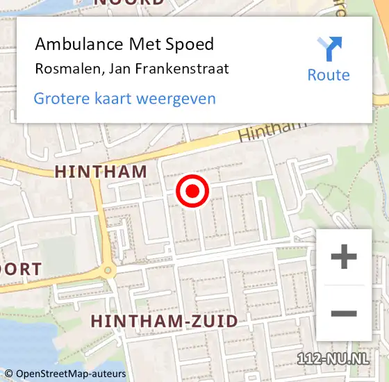 Locatie op kaart van de 112 melding: Ambulance Met Spoed Naar Rosmalen, Jan Frankenstraat op 22 juli 2020 11:45