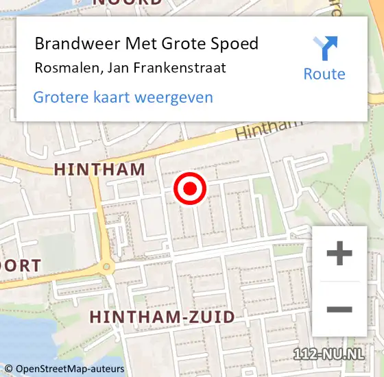 Locatie op kaart van de 112 melding: Brandweer Met Grote Spoed Naar Rosmalen, Jan Frankenstraat op 22 juli 2020 11:46