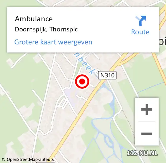 Locatie op kaart van de 112 melding: Ambulance Doornspijk, Thornspic op 22 juli 2020 12:04