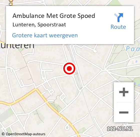 Locatie op kaart van de 112 melding: Ambulance Met Grote Spoed Naar Lunteren, Spoorstraat op 22 juli 2020 12:13