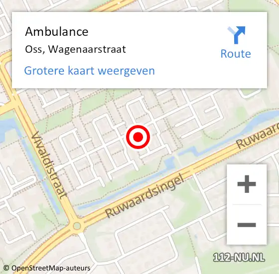 Locatie op kaart van de 112 melding: Ambulance Oss, Wagenaarstraat op 22 juli 2020 13:18