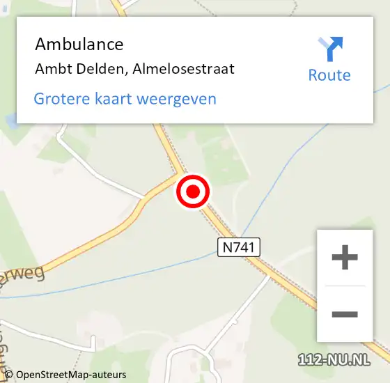 Locatie op kaart van de 112 melding: Ambulance Ambt Delden, Almelosestraat op 22 juli 2020 14:12