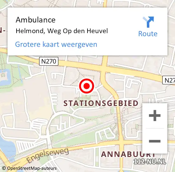 Locatie op kaart van de 112 melding: Ambulance Helmond, Weg Op den Heuvel op 22 juli 2020 14:17