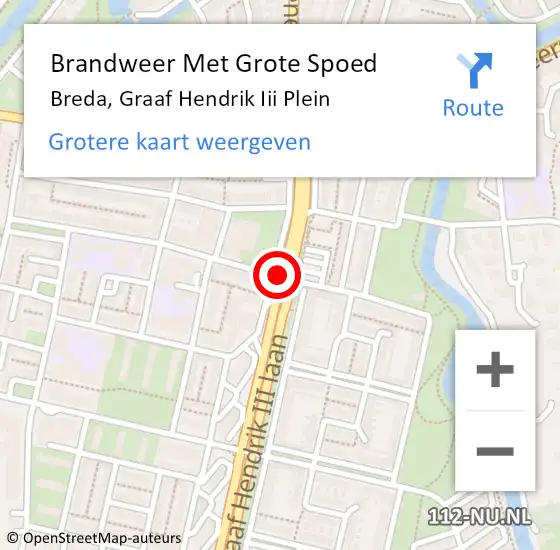 Locatie op kaart van de 112 melding: Brandweer Met Grote Spoed Naar Breda, Graaf Hendrik Iii Plein op 22 juli 2020 15:15