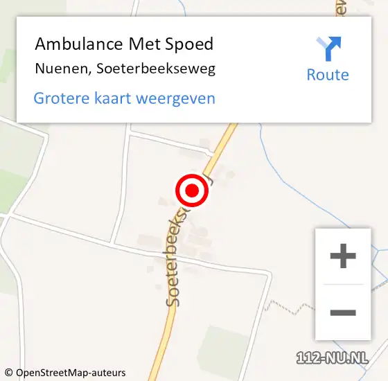 Locatie op kaart van de 112 melding: Ambulance Met Spoed Naar Nuenen, Soeterbeekseweg op 22 juli 2020 15:21