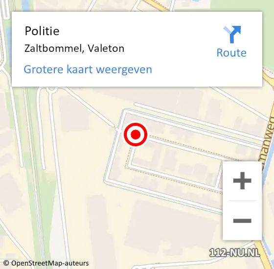 Locatie op kaart van de 112 melding: Politie Zaltbommel, Valeton op 1 oktober 2013 18:28