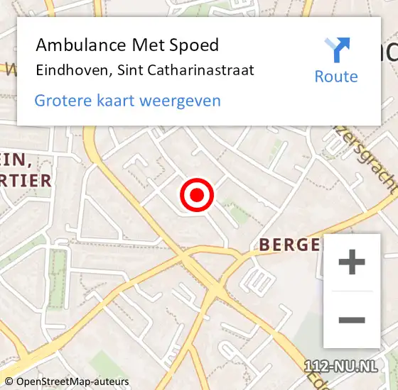 Locatie op kaart van de 112 melding: Ambulance Met Spoed Naar Eindhoven, Sint Catharinastraat op 22 juli 2020 15:46
