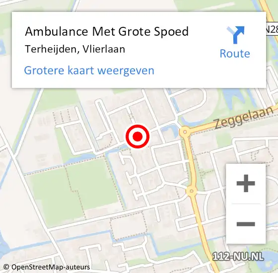 Locatie op kaart van de 112 melding: Ambulance Met Grote Spoed Naar Terheijden, Vlierlaan op 22 juli 2020 16:05