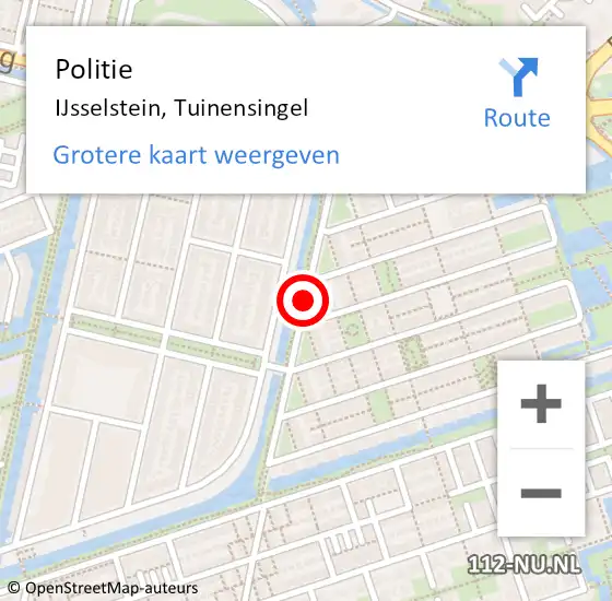 Locatie op kaart van de 112 melding: Politie IJsselstein, Tuinensingel op 22 juli 2020 16:16