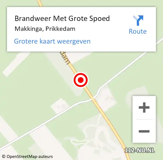 Locatie op kaart van de 112 melding: Brandweer Met Grote Spoed Naar Makkinga, Prikkedam op 22 juli 2020 16:39