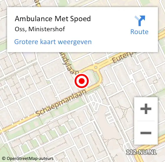 Locatie op kaart van de 112 melding: Ambulance Met Spoed Naar Oss, Ministershof op 22 juli 2020 16:53