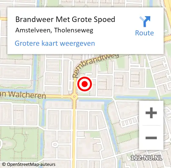 Locatie op kaart van de 112 melding: Brandweer Met Grote Spoed Naar Amstelveen, Tholenseweg op 22 juli 2020 17:02
