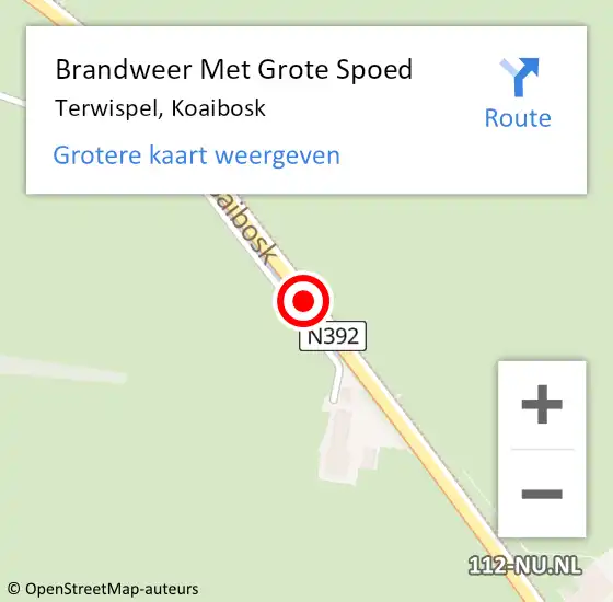 Locatie op kaart van de 112 melding: Brandweer Met Grote Spoed Naar Terwispel, Koaibosk op 22 juli 2020 17:16