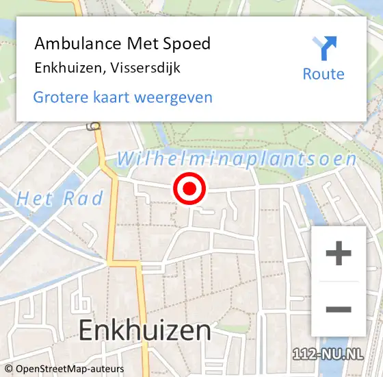 Locatie op kaart van de 112 melding: Ambulance Met Spoed Naar Enkhuizen, Vissersdijk op 22 juli 2020 17:44